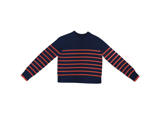 TUTTO | Navy Coral Stripe Sweater
