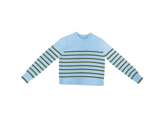 TUTTO | Light Blue Olive Stripe Sweater