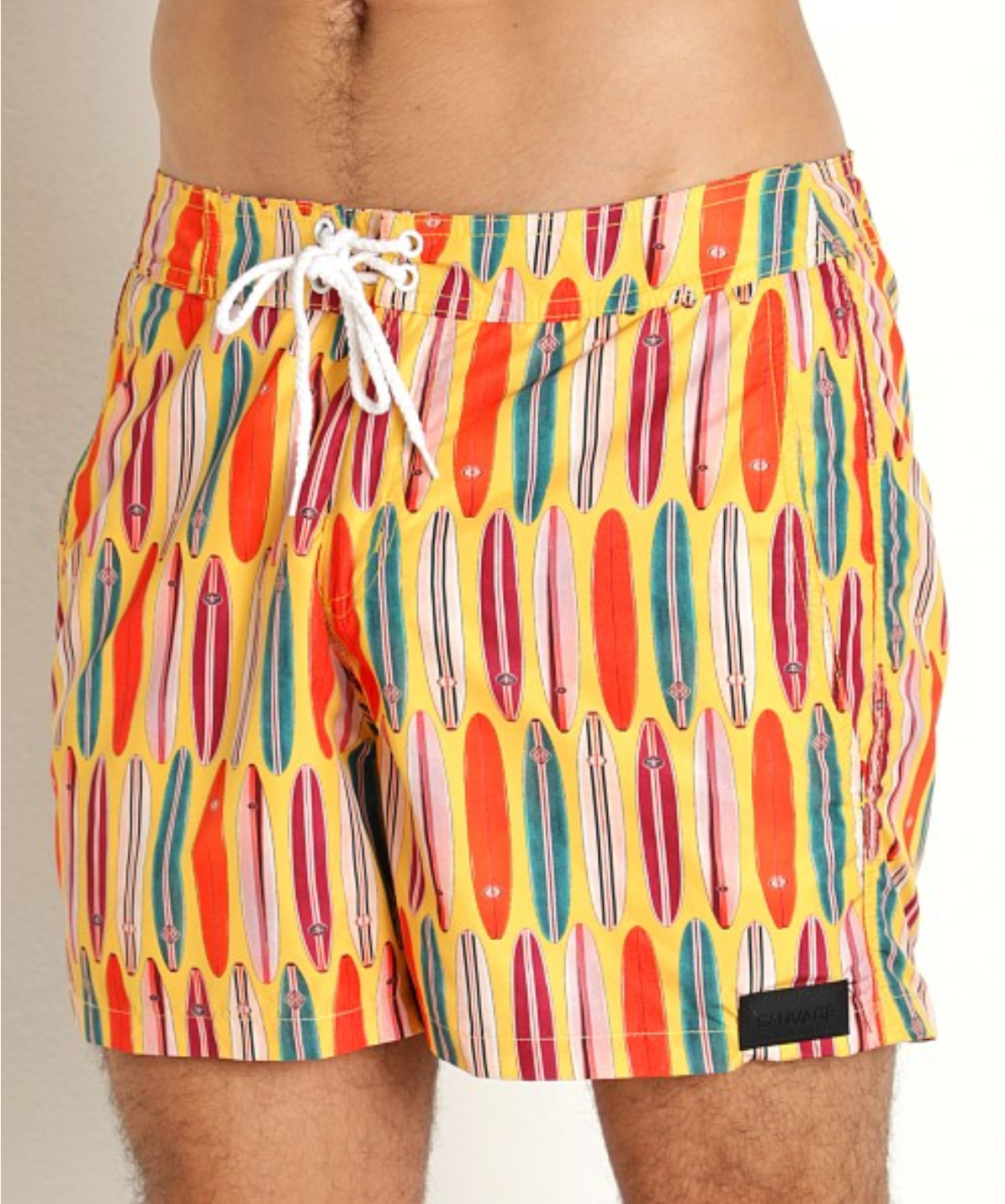 Sauvage Retro Surfboard Swim Trunks - Orange