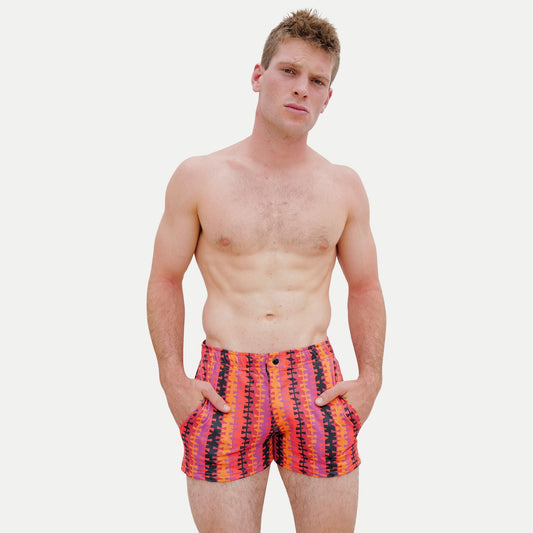 Mod Swim Shorts - Conga Pattern - Shorter Length