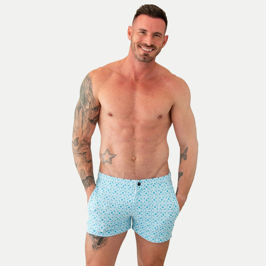 Mod Swim Shorts - Sunmor Blue - Shorter Length