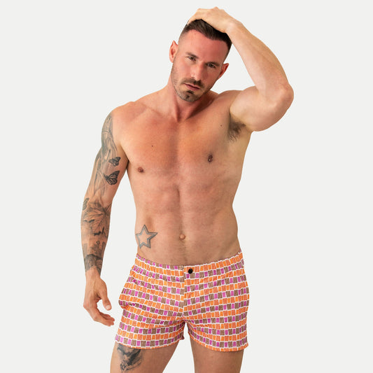 Mod Swim Shorts - Tiki - Shorter Length