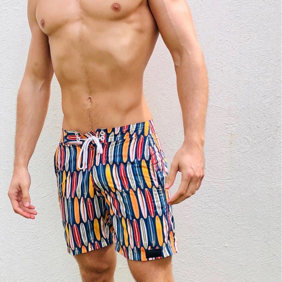 Sauvage Retro Surfboard Swim Trunks - Navy